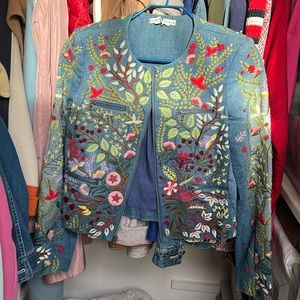 Alice Olivia embroidered denim jacket